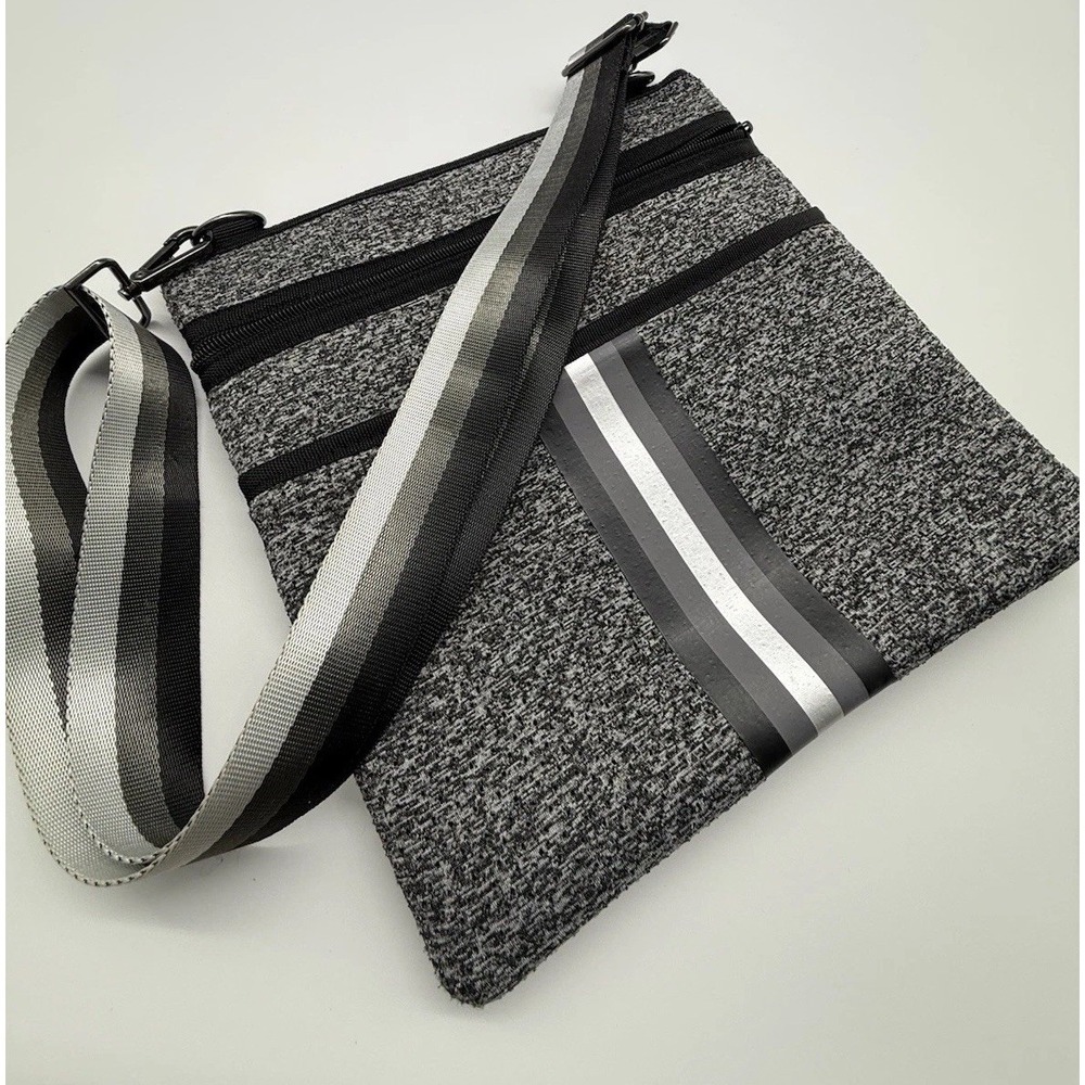 Haute Shore Crossbody Bag‎ Purse Shoulder Neoprene Gray Black